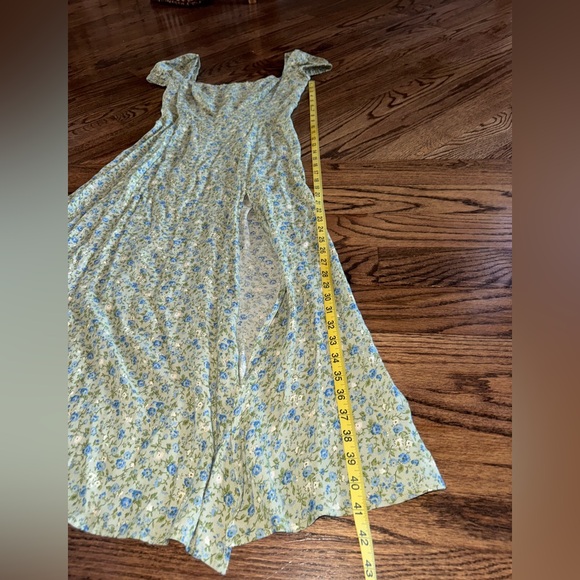 Reformation Sienne Floral Ditsy Midi Dress Puff Sleeve Babydoll 4 Green Blue - Picture 3 of 7